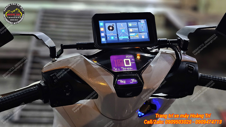 Giao diện chính màn hình Android xe SH hỗ trợ kết nối điện thoại và camera hành trình nhanh