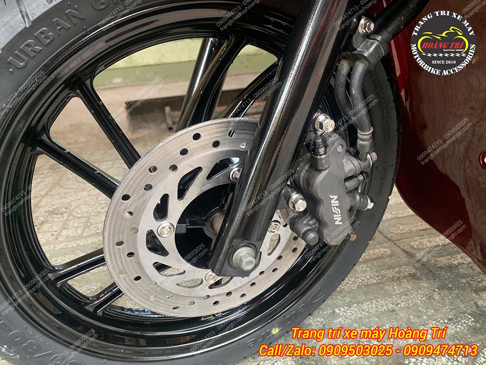 Chi tiết thắng đĩa trước nổi bật trên bộ dàn chân vừa hoàn thiện