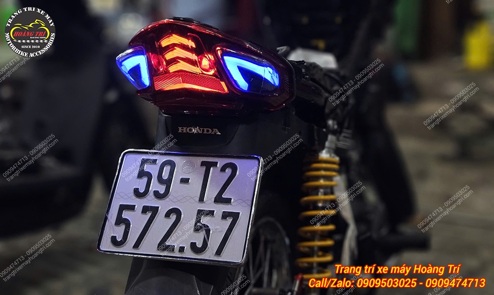 Góc nhìn phía sau Wave A độ hoàn thiện cùng đèn hậu LED và phuộc Ohlins nổi bật