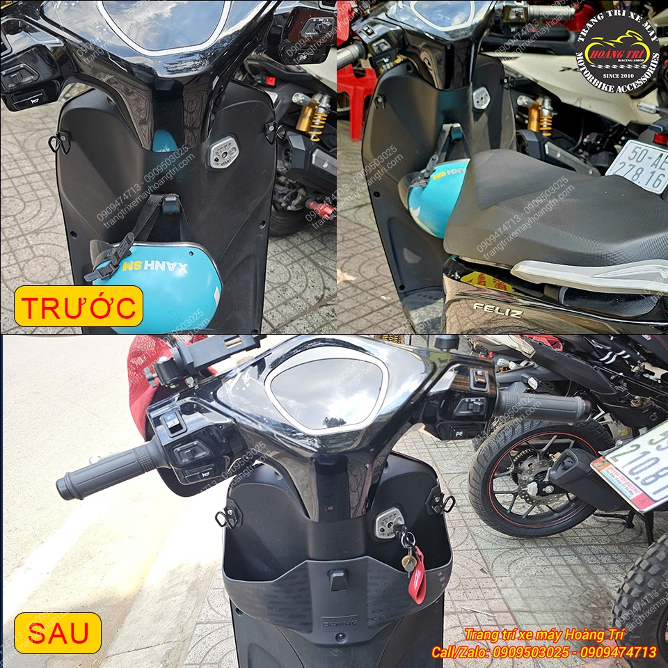 So sánh trước và sau khi lắp hộc đựng đồ Vinfast Feliz tăng tiện ích sử dụng
