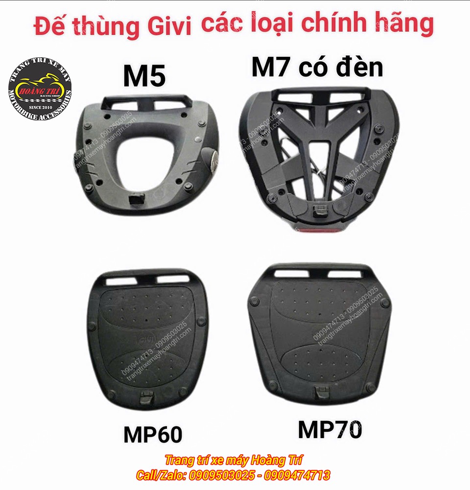 Các mẫu đế thùng Givi chính hãng phù hợp nhiều nhu cầu sử dụng khác nhau