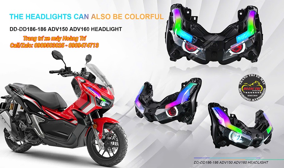 Cụm đèn bi cầu Shark Power ADV 150/160 tích hợp LED Audi đổi màu, nâng tầm diện mạo đầu xe