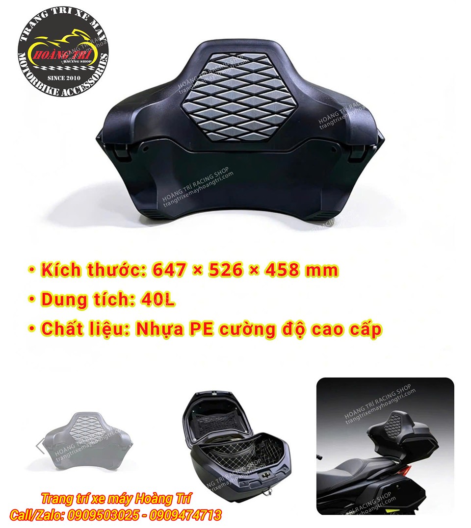 Thùng sau tựa lưng Rabo ADV 350 40 lít, mang lại sự thoải mái cho người ngồi sau