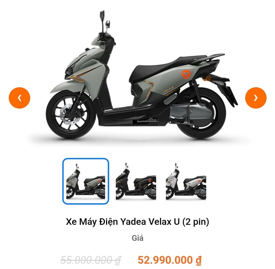 Tham khảo thêm giá bán đề xuất của dòng xe Yadea Velax U (2 pin)