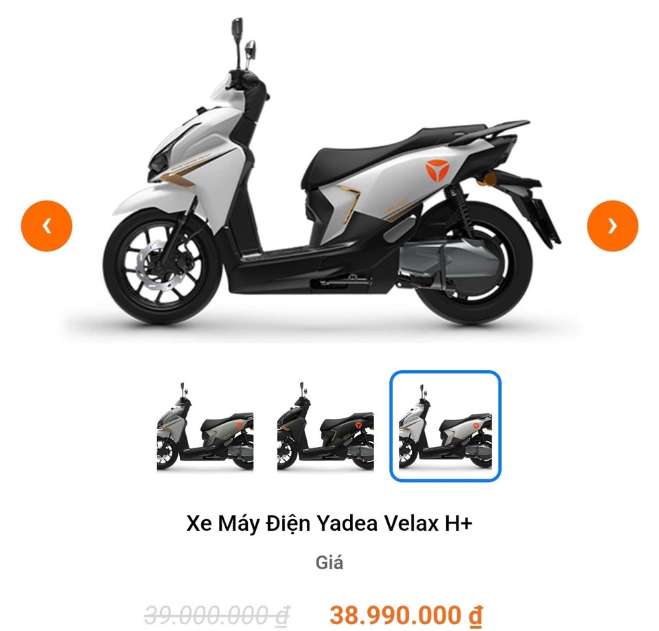 Mức giá 38.990.000đ là giá bán đề xuất của xe máy điện Yadea Velax H+