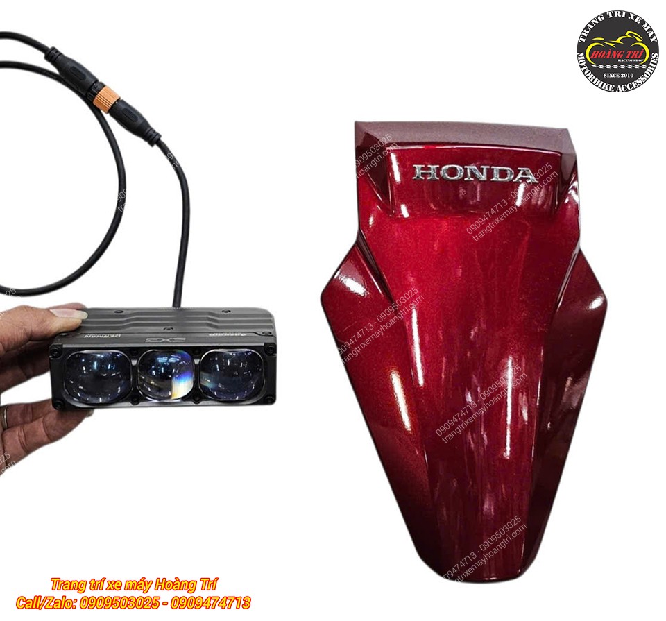 Kích thước thực tế đèn trợ sáng Aozoom Extra 3 nhỏ gọn, dễ dàng lắp gọn trong mặt nạ xe Airblade