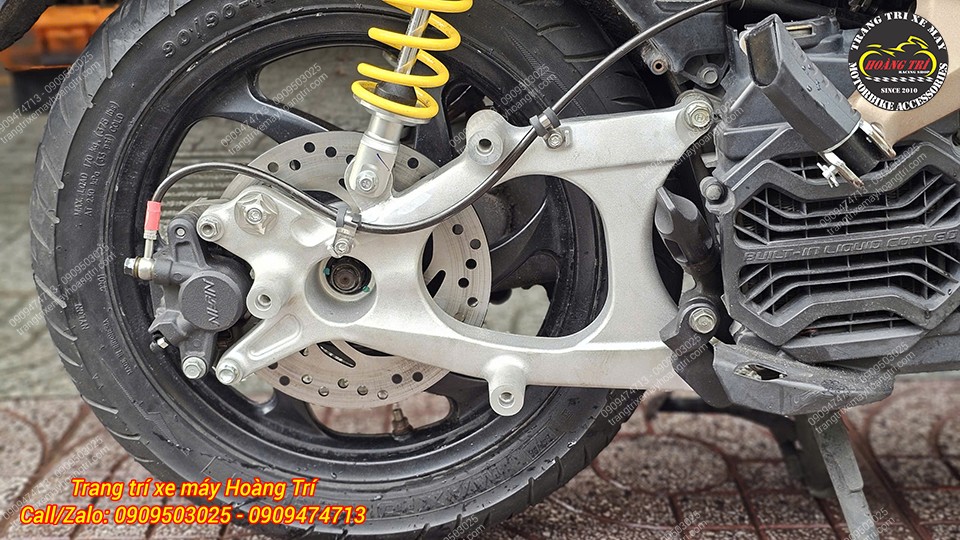 Cận cảnh cụm thắng đĩa sau Airblade 110 lắp đặt chắc chắn, tăng khả năng vận hành ổn định