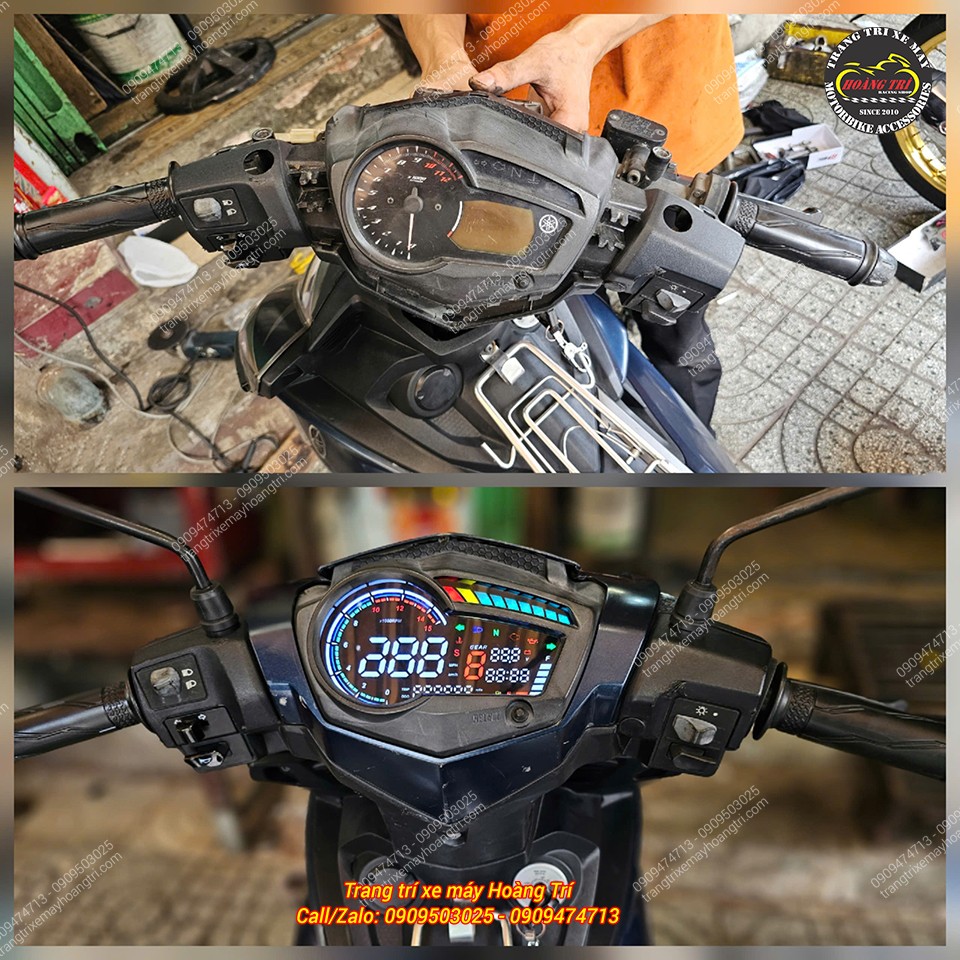 Do màn hình đồng hồ hỏng, chủ xe Exciter 2017 lựa chọn nâng cấp đồng hồ Sum Racing Plus mới
