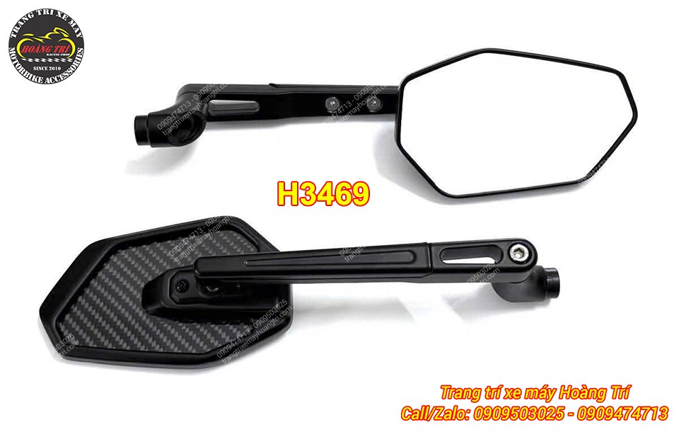 Cận cảnh cặp kính hậu Magazi H3469 với thiết kế CNC sắc nét và phong cách thể thao hiện đại