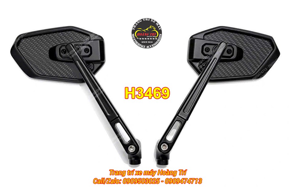 Mặt sau kính hậu Magazi H3469 hoàn thiện vân carbon nổi bật, tạo điểm nhấn mạnh mẽ cho xe