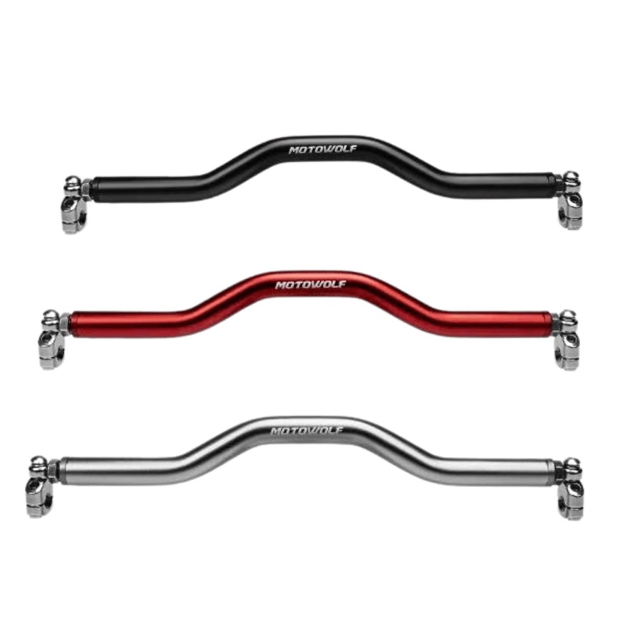 Thanh ngang ghi đông Motowolf HB8 gắn chân kính hậu với ba màu đen, đỏ và bạc dễ lựa chọn