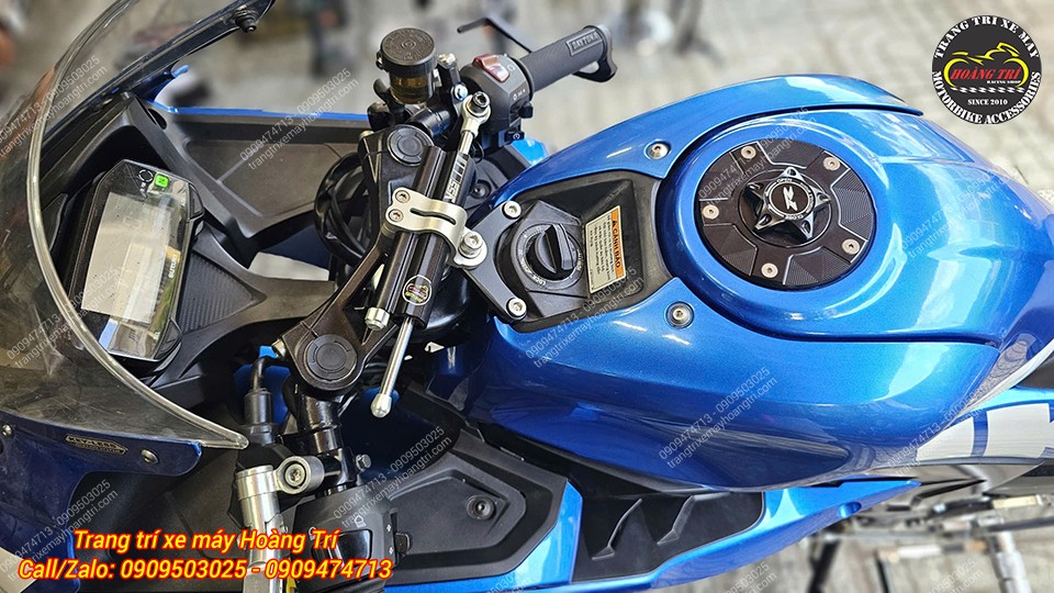 Cận cảnh trợ lực cổ YSS lắp Suzuki GSX, tăng ổn định tay lái và cảm giác điều khiển nhẹ nhàng hơn