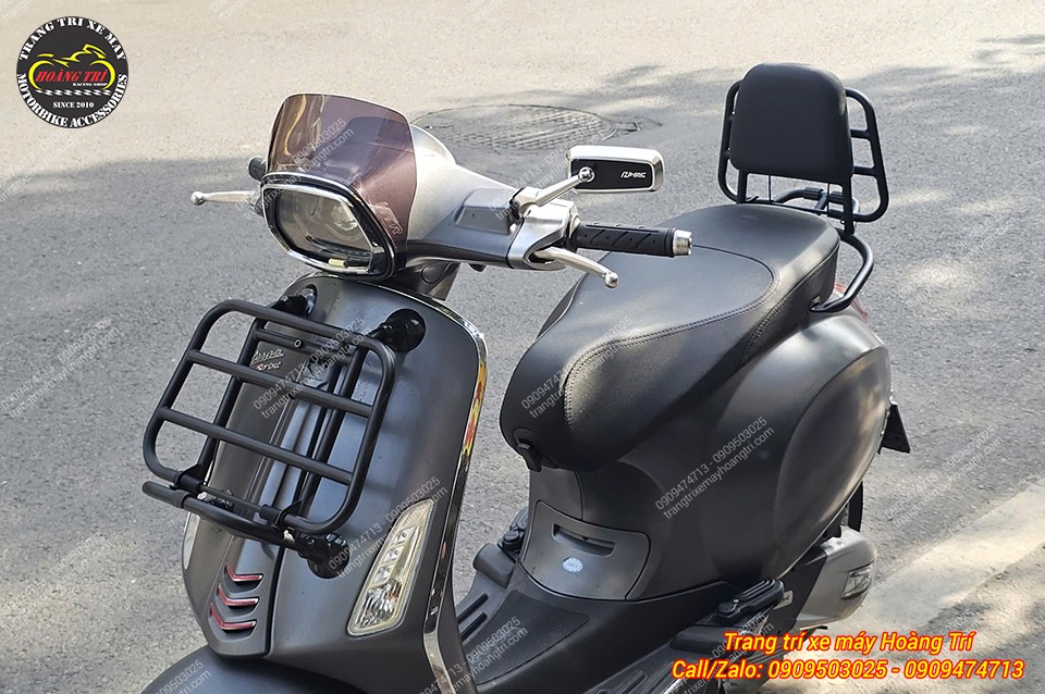 Vespa Sprint hoàn thiện baga sau KTC cùng nệm tựa lưng, tăng tiện ích và tính thẩm mỹ