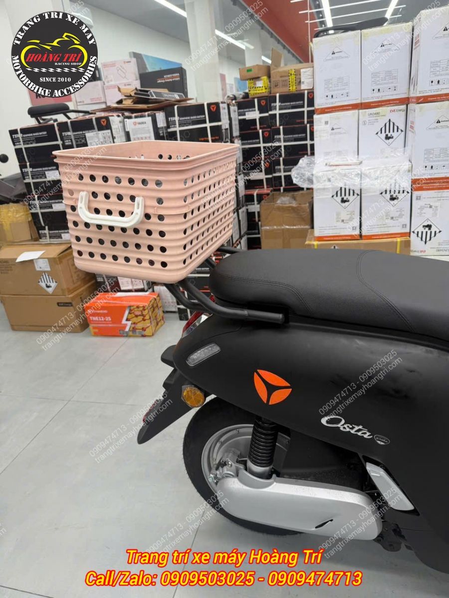 Yadea Osta lắp baga nối dài KTC kết hợp giỏ sau, tăng tiện ích chở đồ hiệu quả hơn