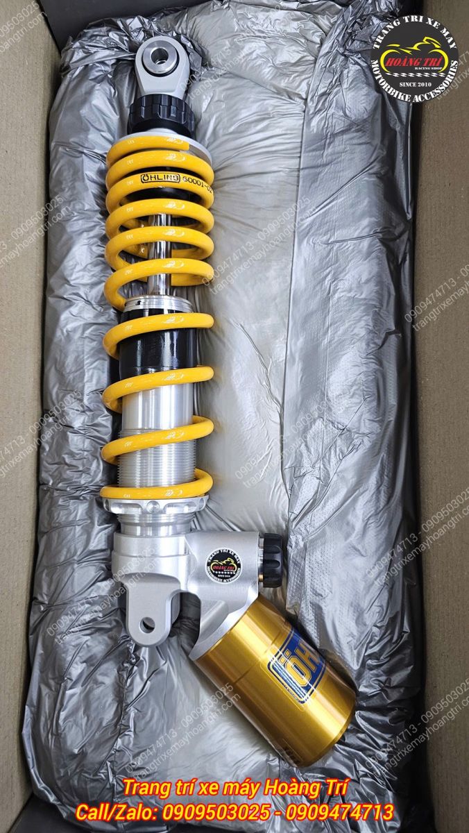 Tổng thể phuộc Ohlins HO349 chính hãng nguyên hộp, sẵn sàng lắp cho xe máy điện Honda UC3