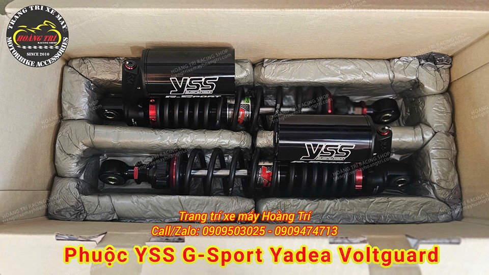 Cận cảnh cặp phuộc YSS G-Sport Yadea Voltguard chính hãng, hoàn thiện cao cấp và đóng gói cẩn thận