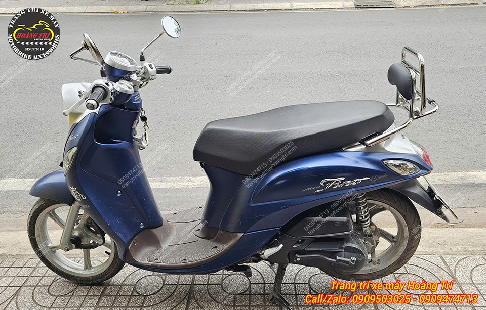 Toàn cảnh Yamaha Fino sau khi nâng cấp baga tựa lưng inox, tạo thêm tiện ích cho xe