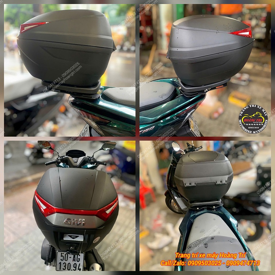 PCX 160 lắp baga HTR cùng thùng Givi C30N gọn gàng, tăng không gian chứa đồ tiện lợi