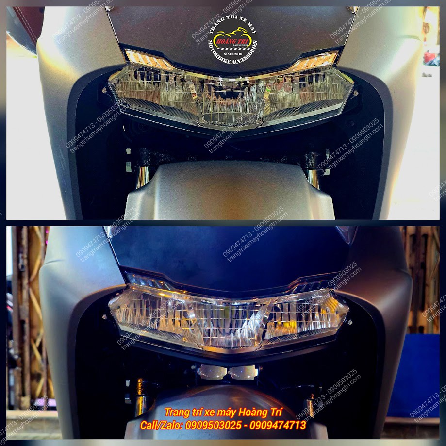 So sánh vị trí lắp Bulbtek Cyber 1 trên Honda SH 2026 trước và sau khi hoàn thiện