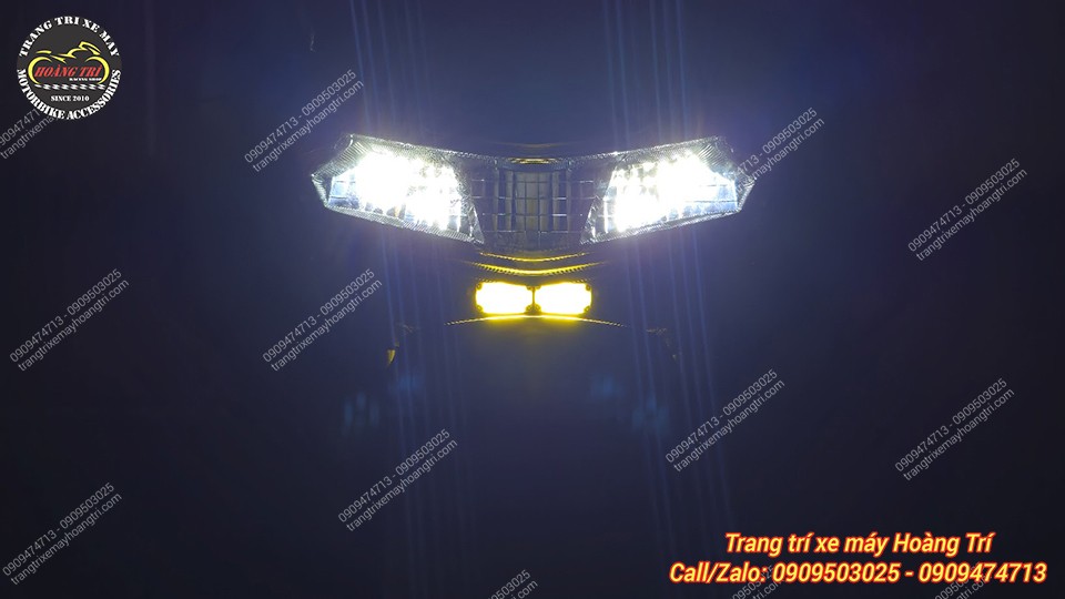 Bulbtek Cyber 1 kết hợp ánh sáng vàng (chế độ cos) với đèn pha Honda SH 2026