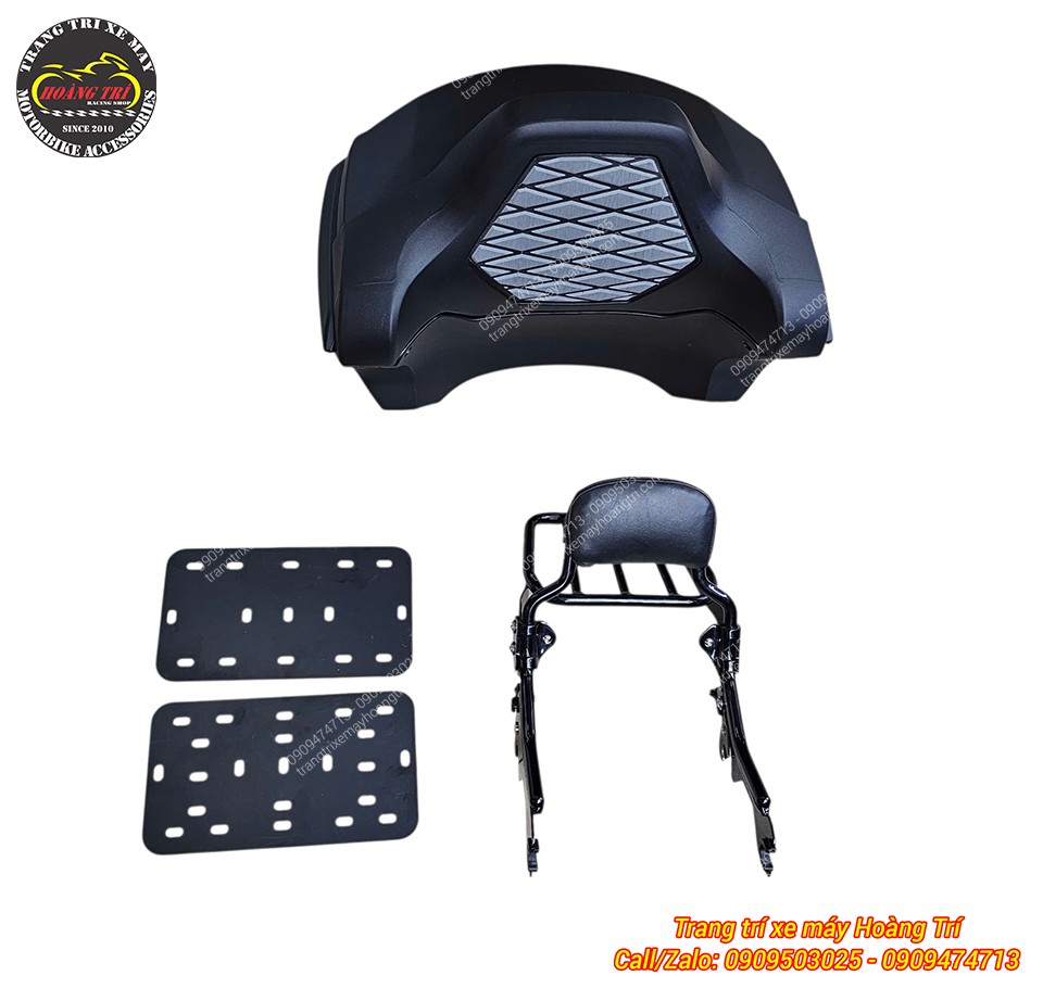 Baga sau Harley Davidson cùng phụ kiện cần thiết được chuẩn bị để tiến hành lắp thùng Rabo tựa lưng