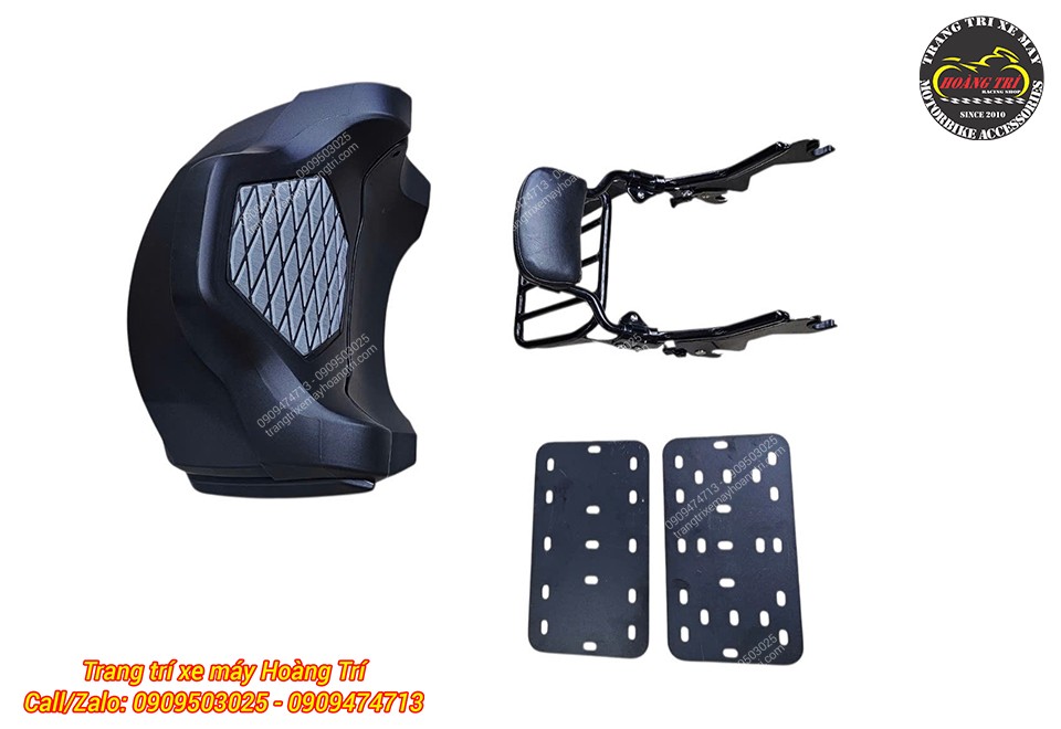 Phần tựa lưng trên baga cần được cắt để thùng Rabo có thể lắp vừa Harley Davidson