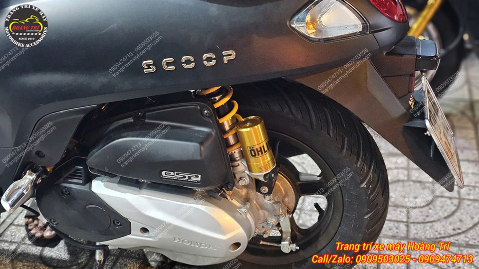 Scoopy hoàn thiện nâng cấp phuộc Ohlins HO328, tạo điểm nhấn nổi bật tại khu vực bánh sau