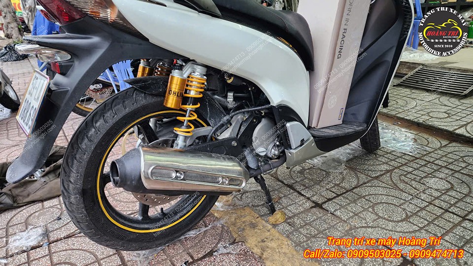 Phuộc Ohlins HO813 chính hãng sau khi hoàn thiện tạo điểm nhấn thể thao nổi bật cho SH Ý