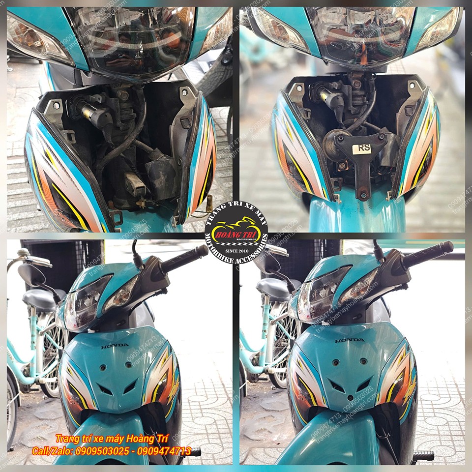 Quá trình lắp pát rổ trước Wave RS 100 thực hiện bên trong mặt nạ, giữ tổng thể gọn gàng