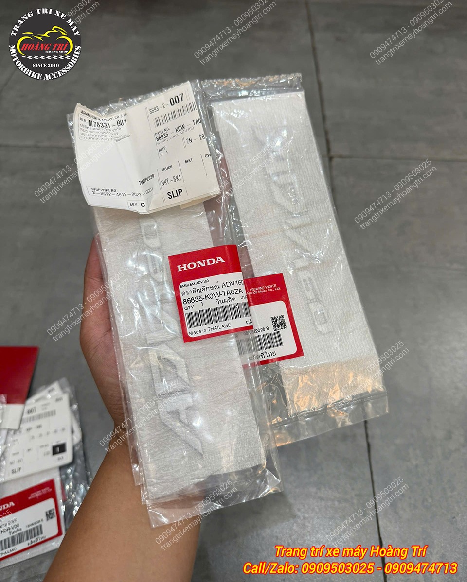 Bộ tem ADV 160 chính hãng Honda Thái Lan còn nguyên bao bì, nhãn mã sản phẩm đầy đủ