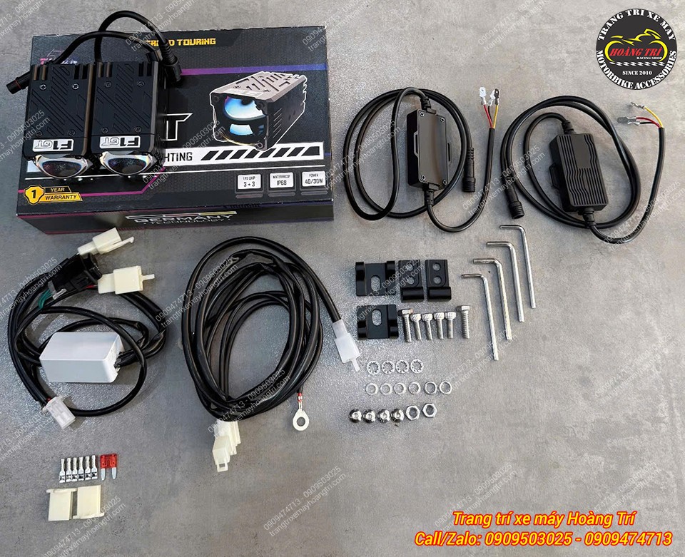 Trọn bộ đèn trợ sáng Mini F1 GT cùng dây điện, pát và phụ kiện lắp ADV 160