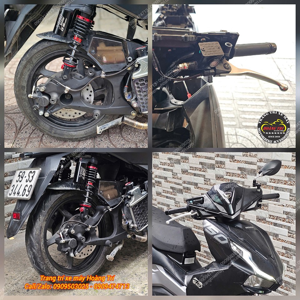 Combo độ đĩa sau Airblade 150 gồm gấp PCX 160 kết hợp tay thắng Vespa hoàn chỉnh