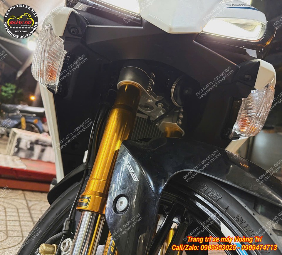 Không chỉ tăng vẻ ngoài nổi bật mà phuộc RCB USD full gold còn tăng cá tính hơn cho xe
