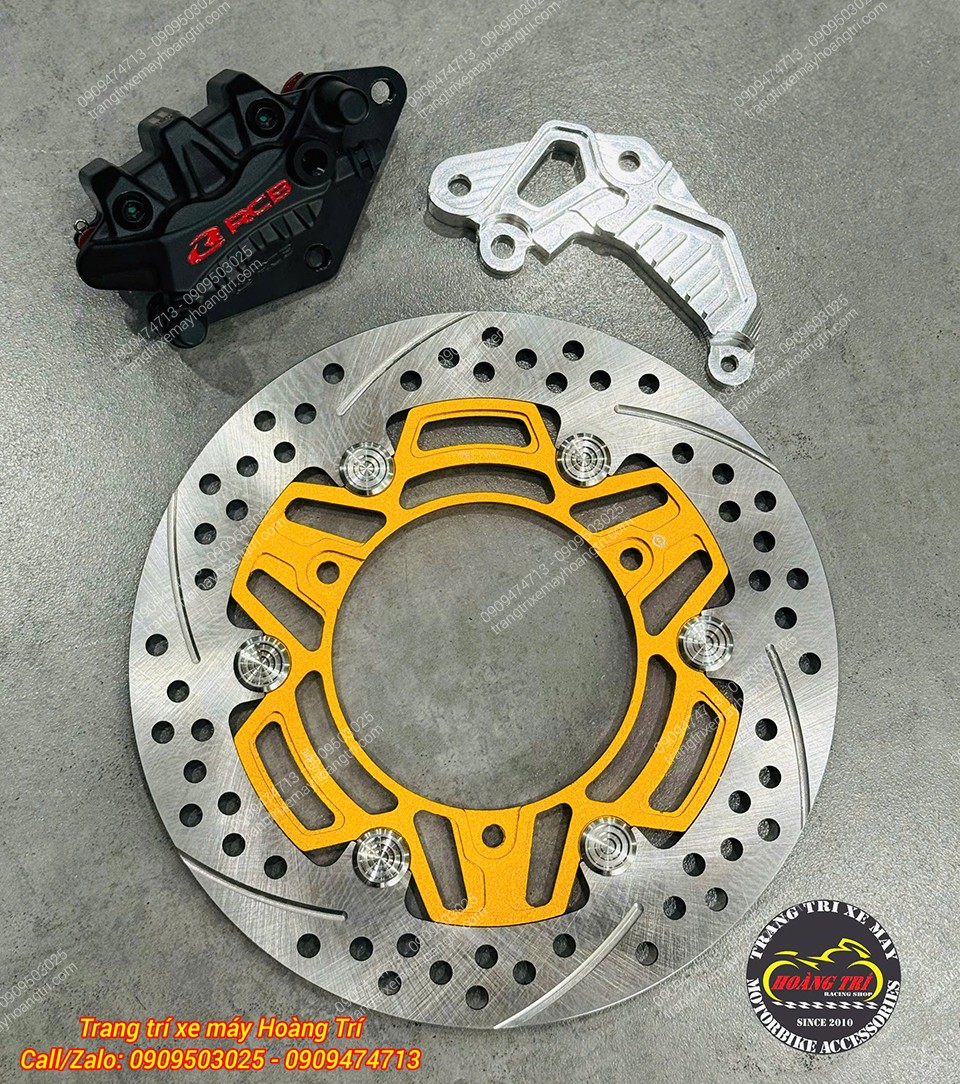 Combo gồm heo dầu RCB, pát CNC và đĩa thắng nổi bật, nâng cấp phanh trước xe