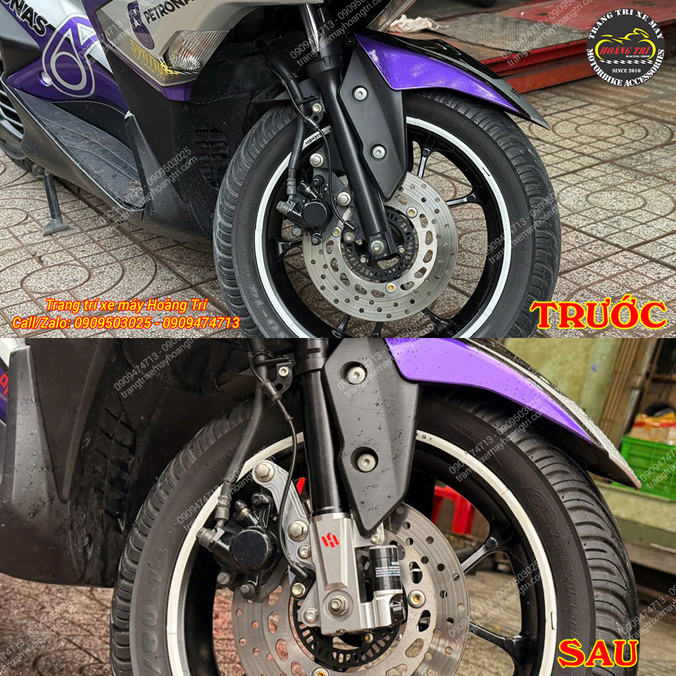 Cận cảnh phuộc Kingham hoàn thiện chắc chắn, tạo thêm điểm nhấn mới cho bánh trước NVX