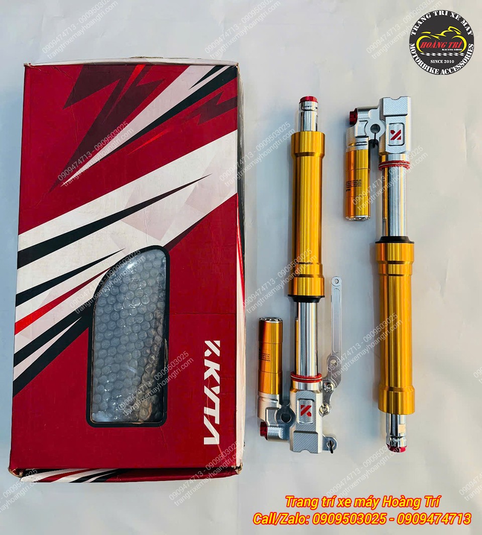 Trọn bộ phuộc Upside Down Kingham full gold vừa unbox, sẵn sàng thay thế phuộc zin