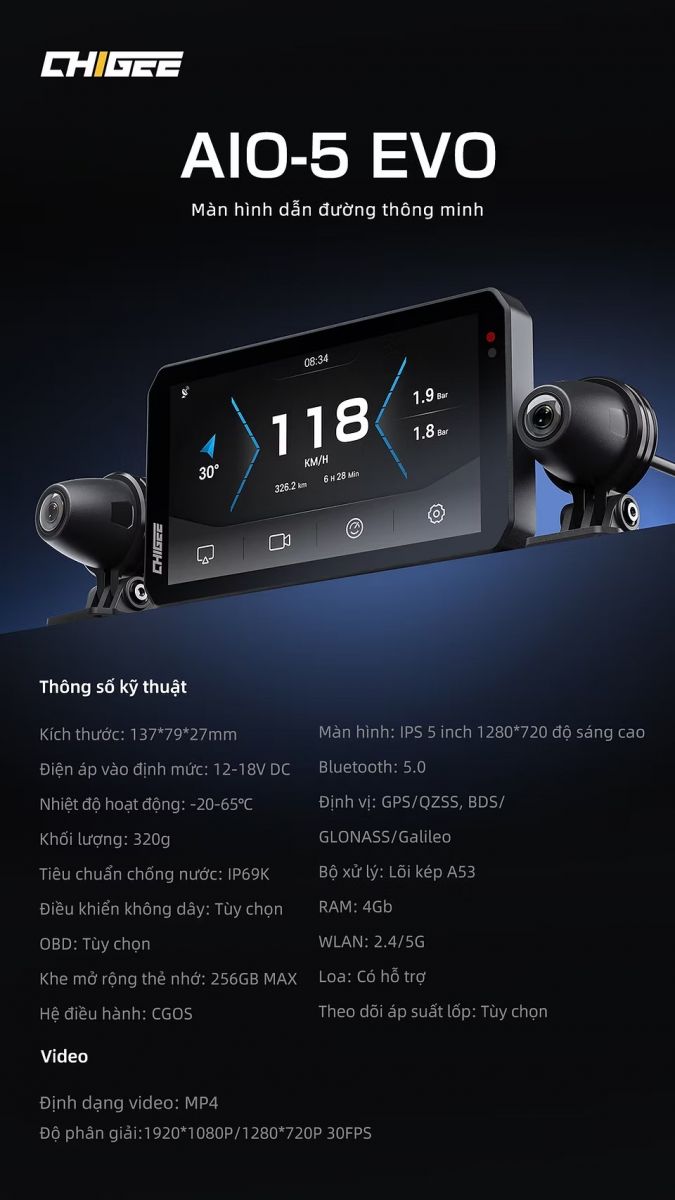 Chigee AIO-5 EVO trang bị màn hình IPS 5 inch cùng nhiều thông số kỹ thuật đáng chú ý