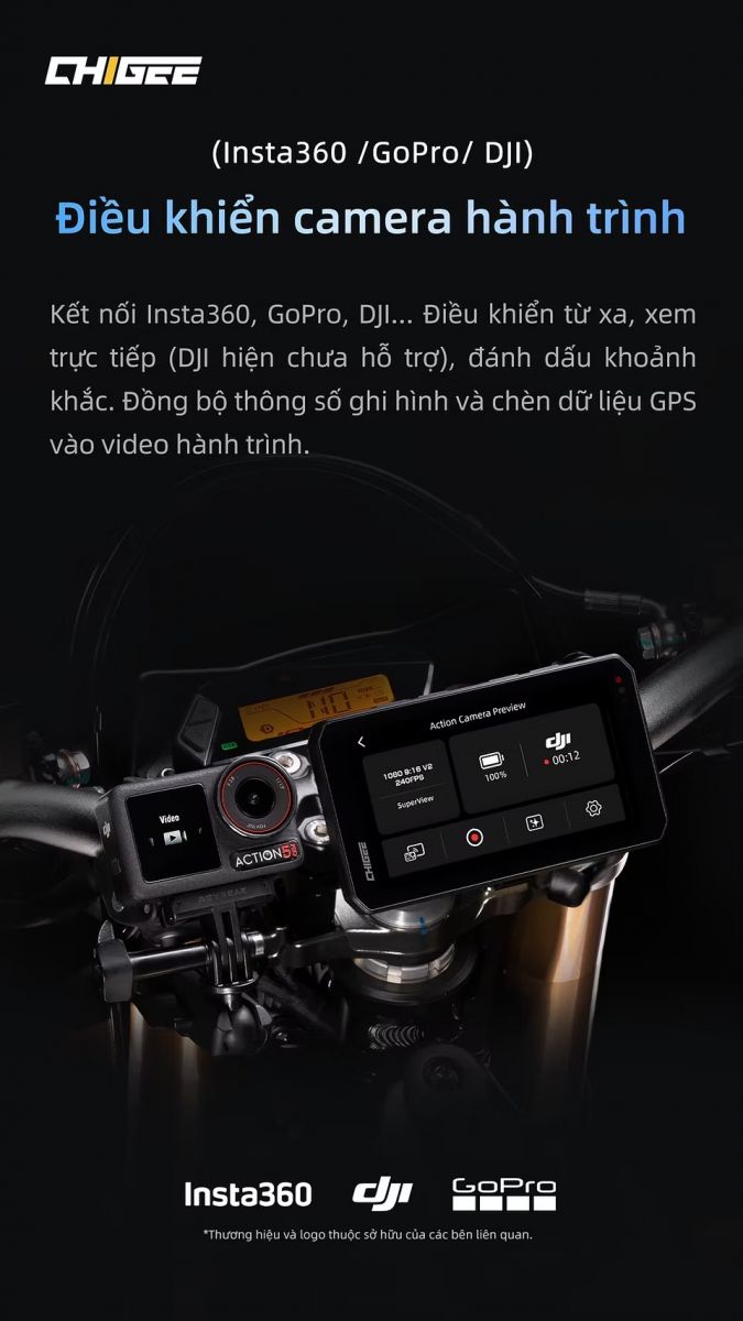 AIO-5 EVO hỗ trợ kết nối và điều khiển camera hành trình Insta360, GoPro cùng DJI