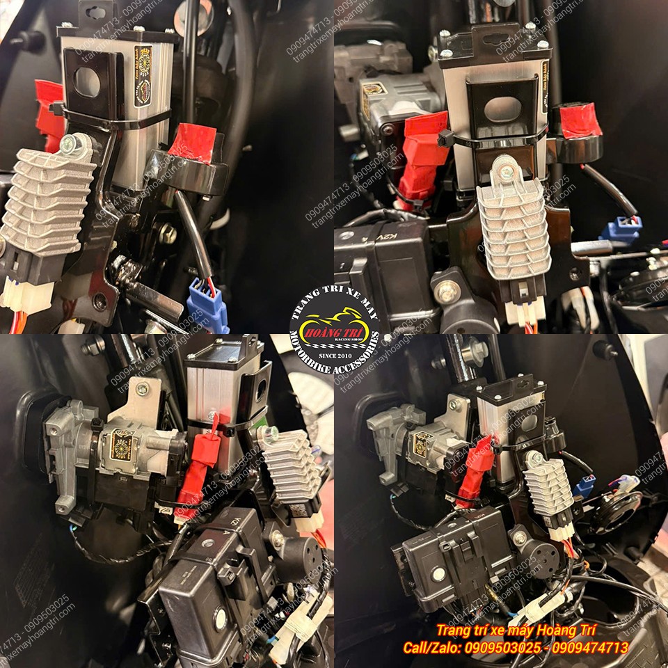 Quá trình đấu nối Smartkey Honda cho Feliz được thực hiện gọn gàng bên trong mặt nạ Feliz