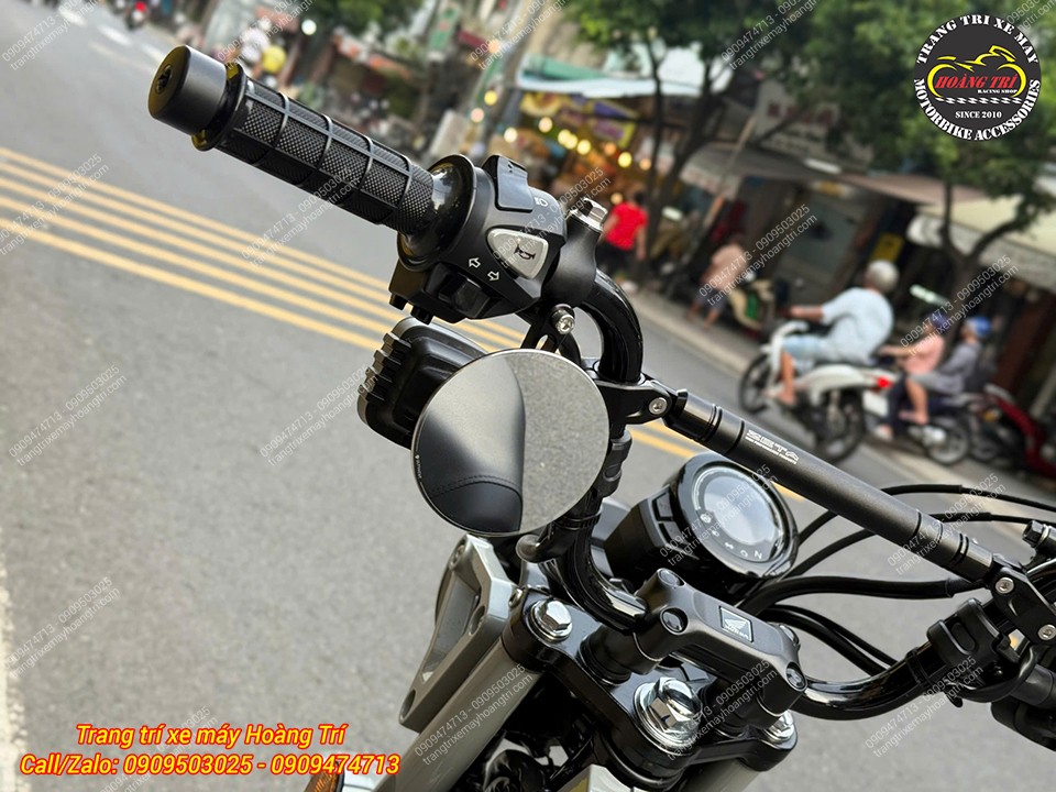 Kính hậu Motogadget Street-5010 dạng tròn lắp gọn trên CT 125, mang phong cách tối giản cá tính