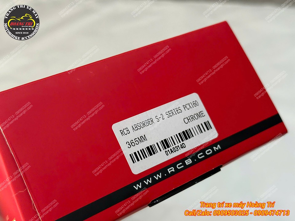 Hộp phuộc RCB S2 chính hãng cho PCX 160, sở hữu chiều dài tiêu chuẩn 365mm