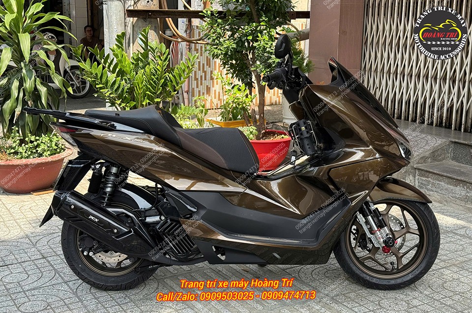 Tổng thể PCX 160 sau nâng cấp cho thấy phuộc USD Kingham hài hòa và thêm cứng cáp