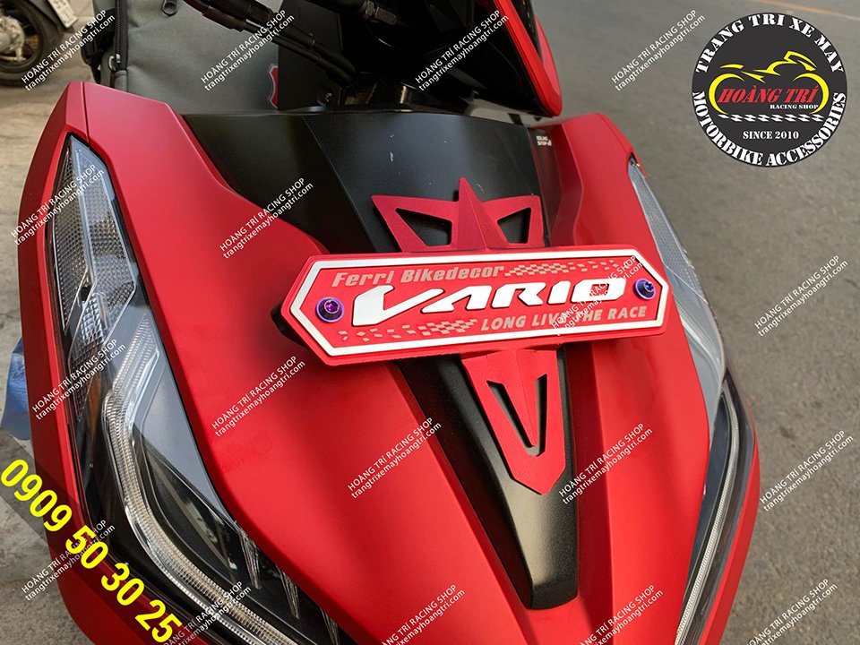 Detailed close-up view of the embossed vario nameplate