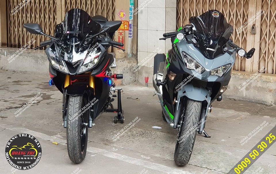 2 chiếc Yamaha R15 và Kawasaki Ninja 400 đọ sắc