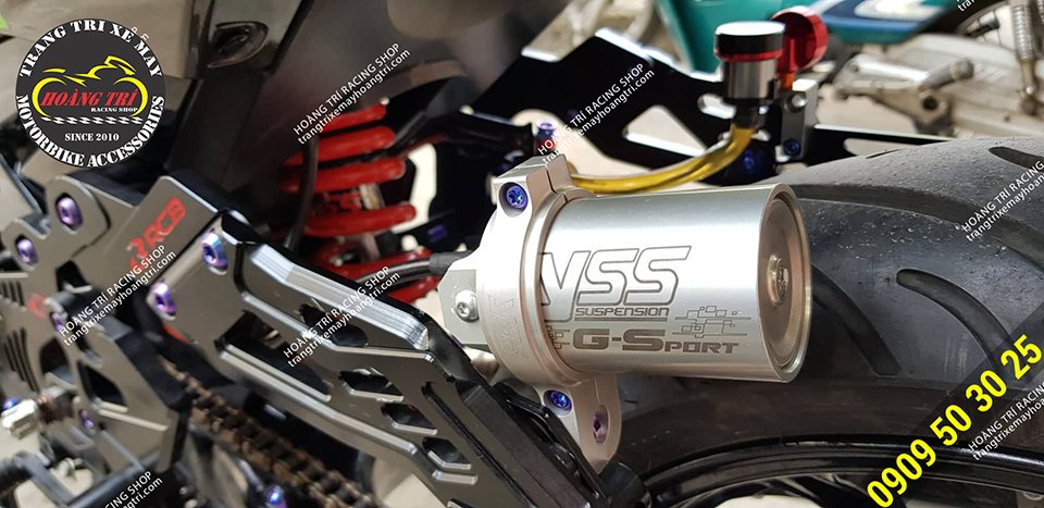 Phuộc bình dầu YSS G-Sport đã được lắp đặt cho Exciter 150