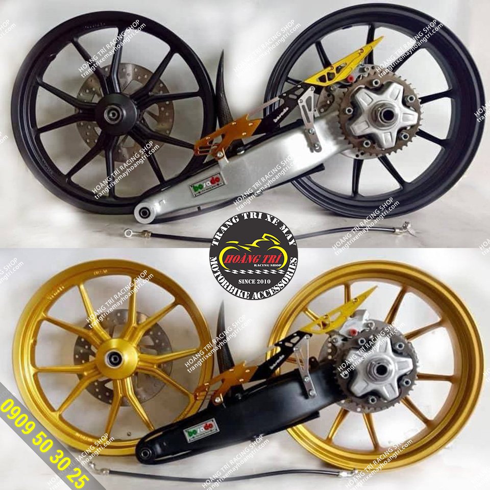 Aluminum folding has 2 colors and the wheel has 3 different colors