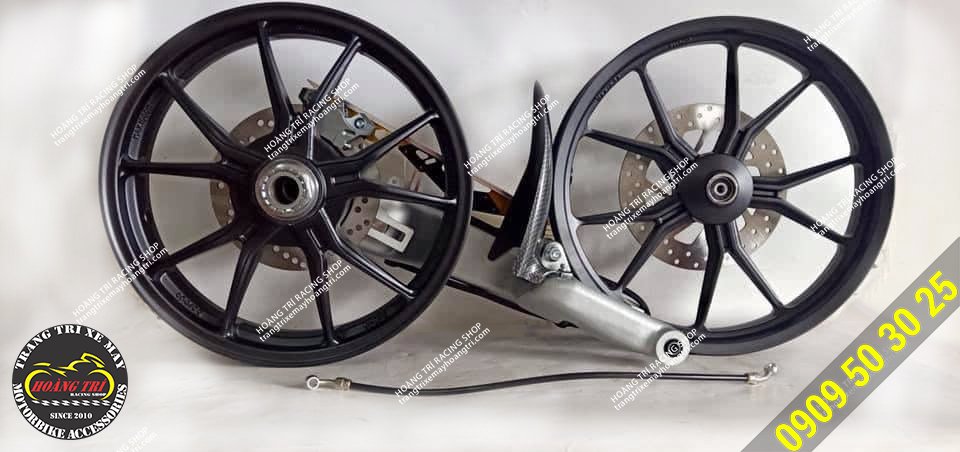 Complete set of single X1R folding for Exciter 150 - silver folding black rim