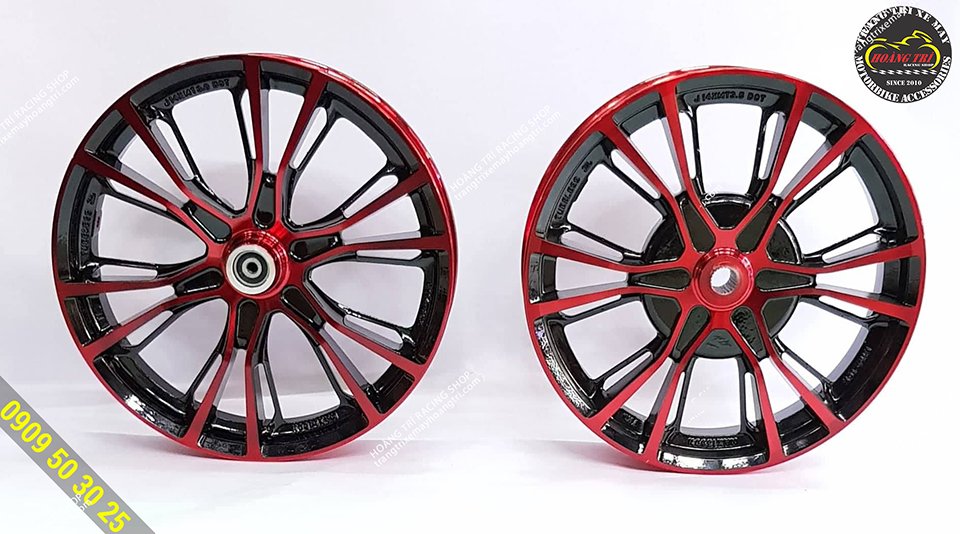 Red and black CZ wheels with NVX . mounted