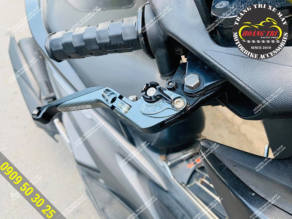 Kozi brake lever mounted on a black 2017 NVX