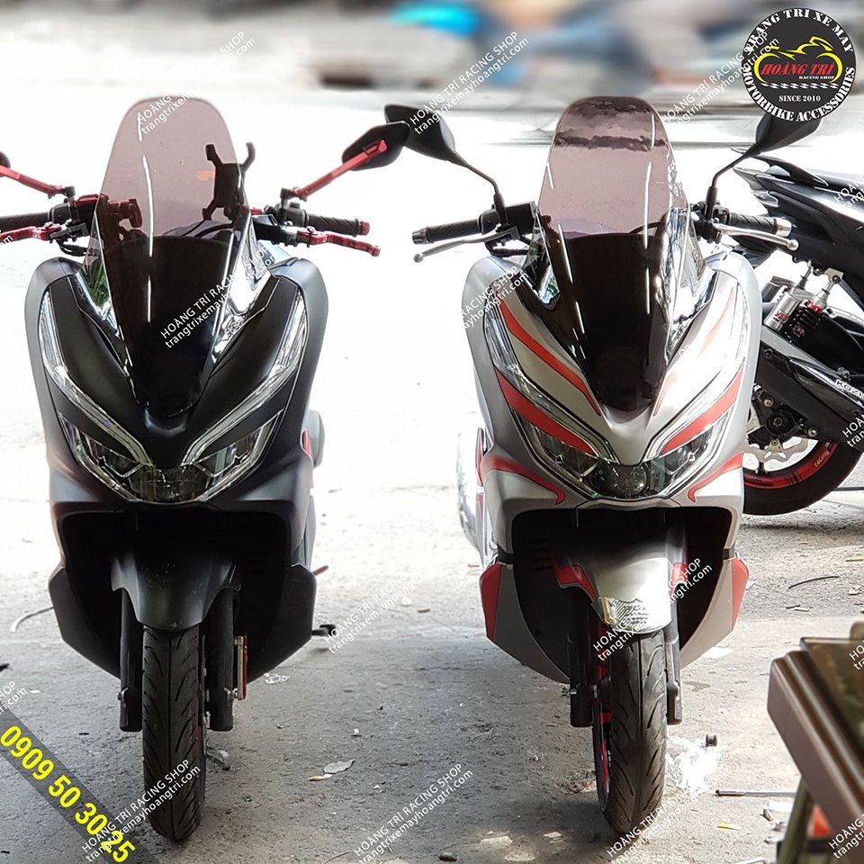2 PCX 2018 lovers come to Hoang Tri Racing Shop on the H2C windscreen
